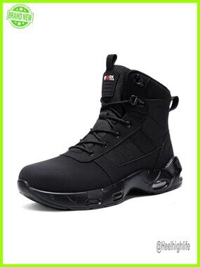 Steel Toe Work Boots Womens Non Slip High Top Ankle Boots with Zipper